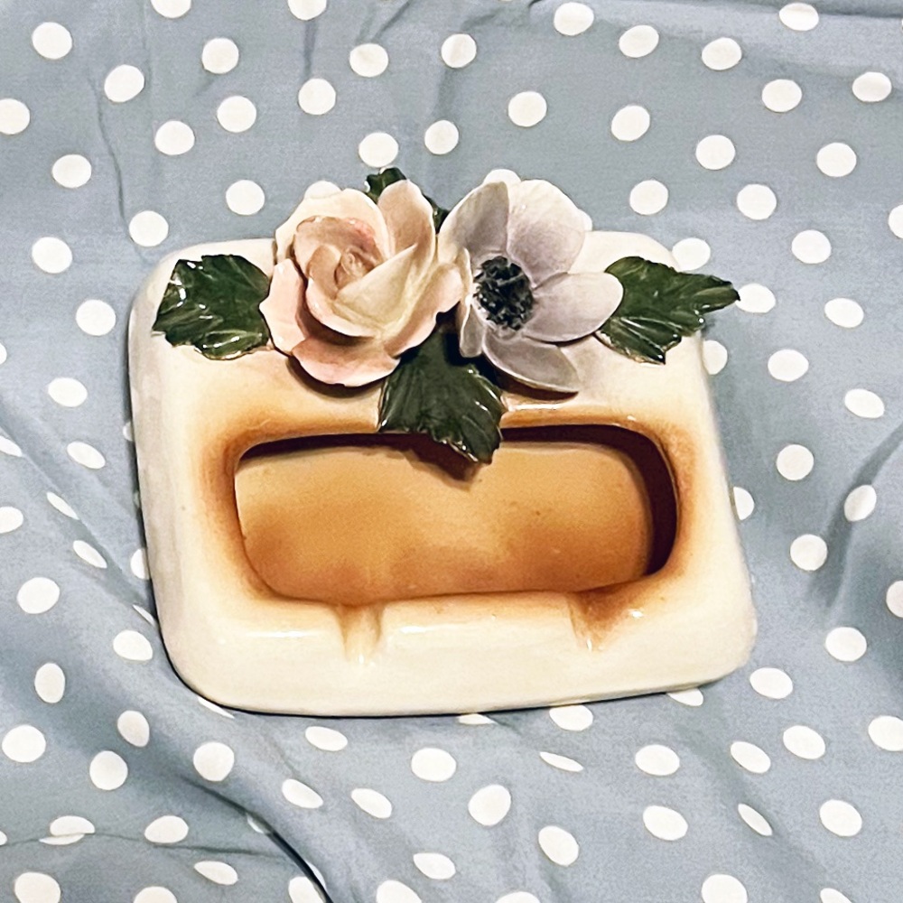 Vintage Ceramic Rose Ashtray
